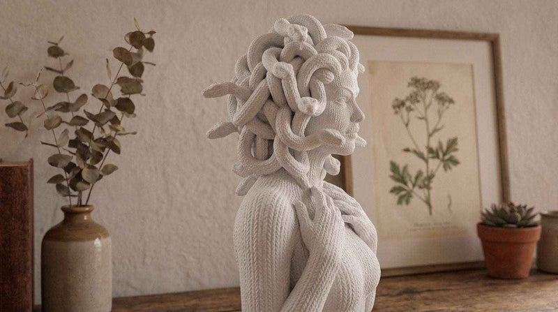 Medusa — Busto in Resina Bianca Opaca (Effetto Maglia) - Taraflo
