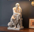 Statua Il Pensatore Effetto Gesso Bianco — Scultura Filosofo Classico da Scrivania e Libreria