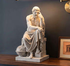 Statua Il Pensatore Effetto Gesso Bianco — Scultura Filosofo Classico da Scrivania e Libreria
