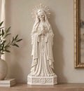 Statua Santa Muerte Effetto Gesso Bianco — Custode della Fiamma con Candela e Rosario, Decor Gotico