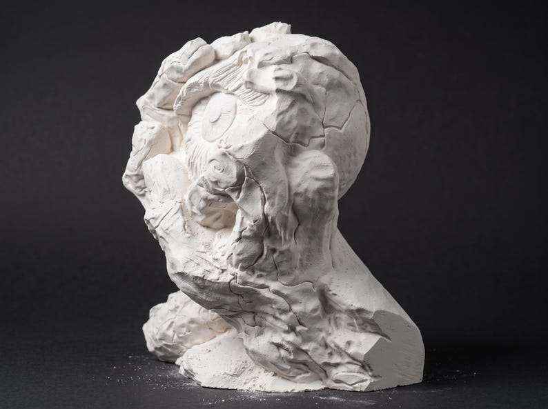Scultura Occhio Artistico Effetto Gesso Bianco e Grigio — Decor Moderno Surreale