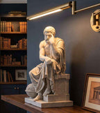 Statua Il Pensatore Effetto Gesso Bianco — Scultura Filosofo Classico da Scrivania e Libreria