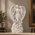 Statua Angelo della Morte in Resina Effetto Gesso — Scultura Gotica con Teschio (Et Angeli Moriuntur)
