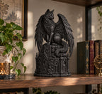 NOCTIS — Statua Gatto Alato Nero in Resina | Scultura Fantasy Gotica Dark Academia