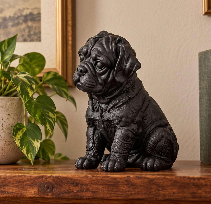 Statuetta Cane Rottweiler Cucciolo in Resina Nera — Decorazione Moderna