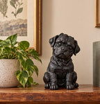 Statuetta Cane Rottweiler Cucciolo in Resina Nera — Decorazione Moderna