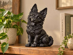 Statuetta Pastore Tedesco Cucciolo in Resina Nera Dipinta — Decorazione Cane Moderna