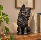 Statuetta Pastore Tedesco Cucciolo in Resina Nera Dipinta — Decorazione Cane Moderna