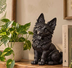 Statuetta Pastore Tedesco Cucciolo in Resina Nera Dipinta — Decorazione Cane Moderna