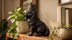 Statuetta Pastore Tedesco Cucciolo in Resina Nera Dipinta — Decorazione Cane Moderna