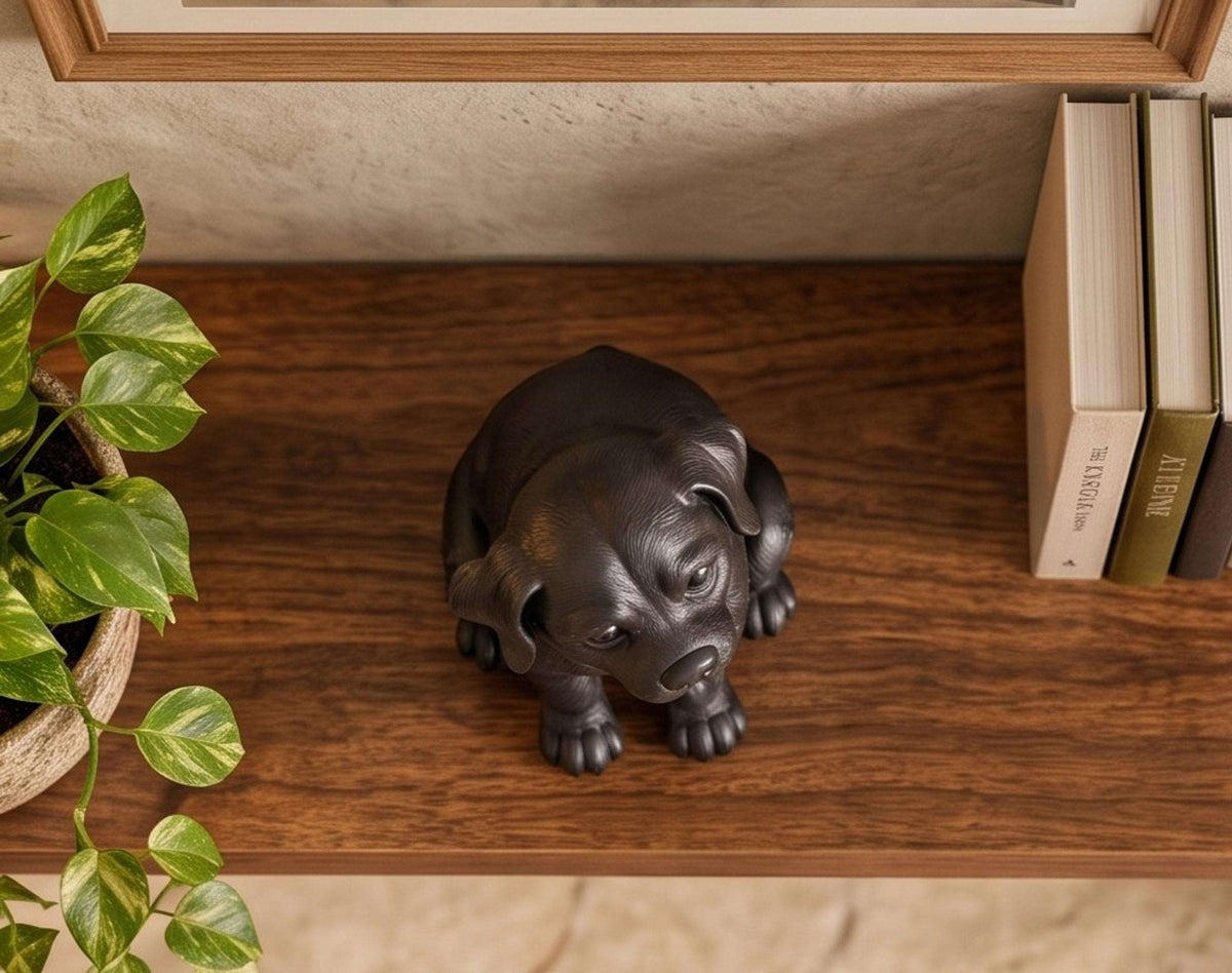 Statua Labrador Cucciolo in Resina Nera Dipinta — Decorazione Moderna