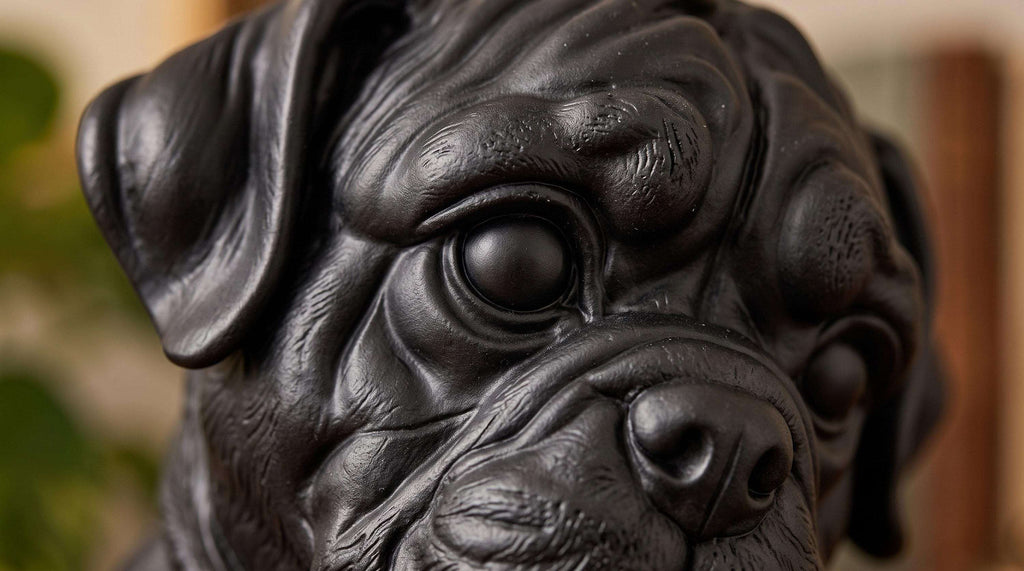 Statuetta Cane Rottweiler Cucciolo in Resina Nera — Decorazione Moderna