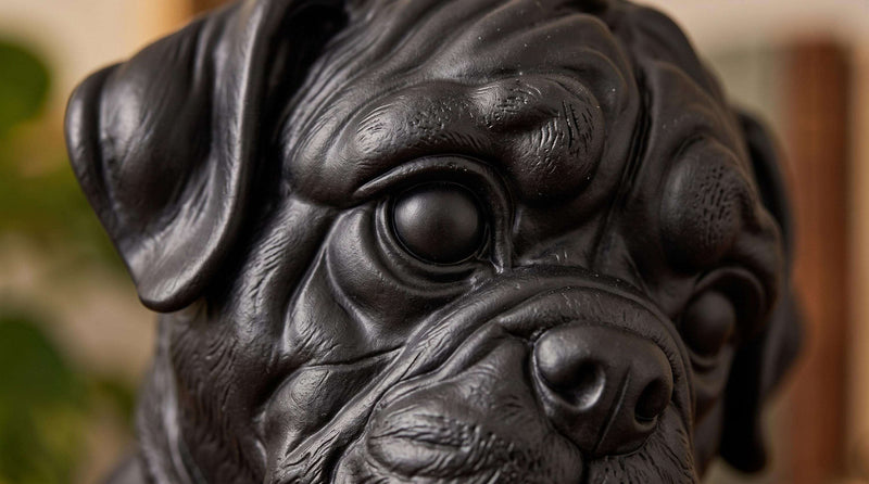 Statuetta Cane Rottweiler Cucciolo in Resina Nera — Decorazione Moderna