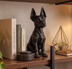 Statuetta Dobermann Cucciolo in Resina Nera — Scultura Cane Decorativa Moderna