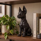 Statuetta Dobermann Cucciolo in Resina Nera — Scultura Cane Decorativa Moderna