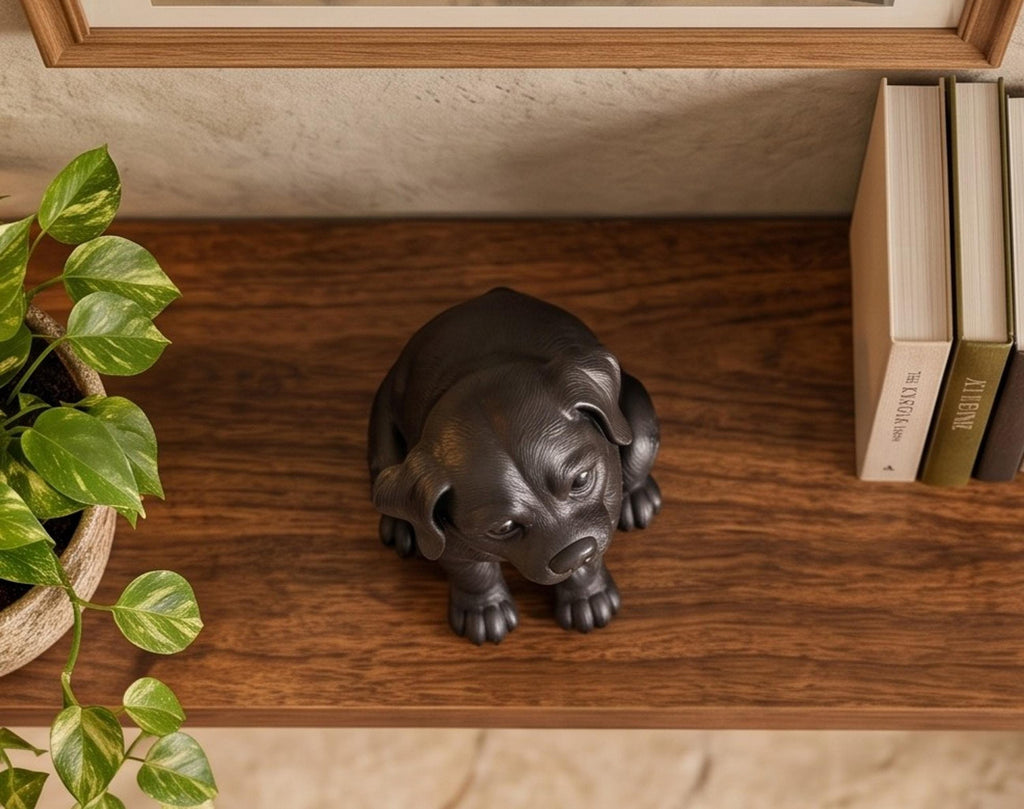 Statua Labrador Cucciolo in Resina Nera Dipinta — Decorazione Moderna