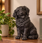 Statuetta Golden Retriever Cucciolo in Resina Nera — Decorazione Moderna