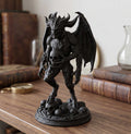 Statua Demone Alato Bafometto in Resina Nera – Scultura Gotica Lucifero con Teschio e Corna | Arredo Esoterico e Occulto