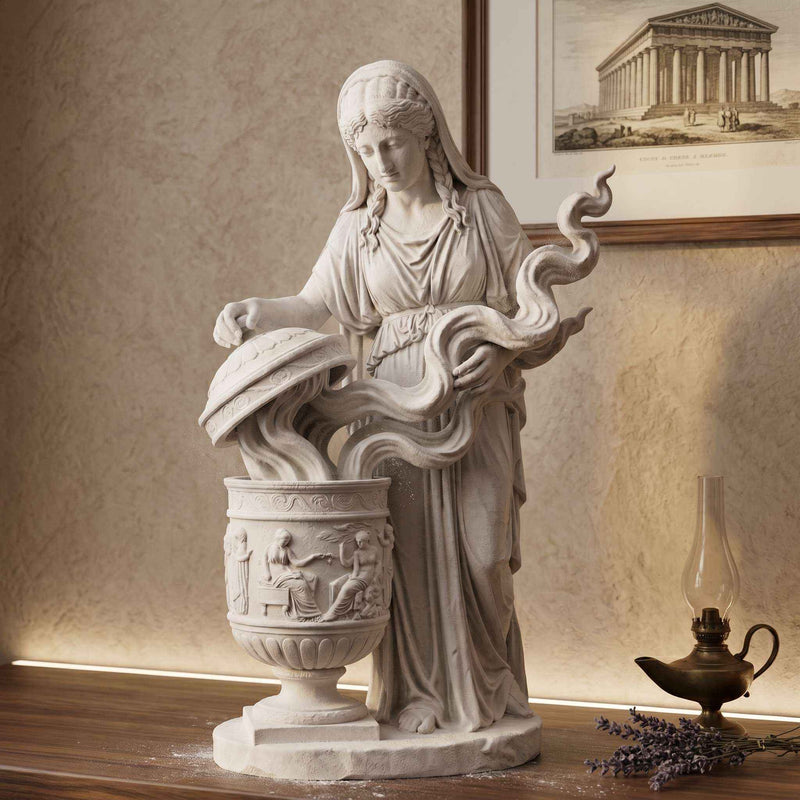 Vaso di Pandora in Resina e Polvere di Marmo – Scultura Mitologica Classica