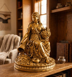 Statue du sort d'abondance, déesse de la fortune en résine effet or