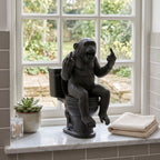 Statua di Scimmia dito medio sul WC in Resina Nera – Decorazione Bagno Ironica e Originale