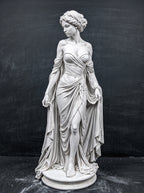 Statuetta "Venere / Dea della Bellezza" in Resina Effetto Gesso Bianco - Scultura Neoclassica d'Arredo con Abito Drappeggiato e Dettagli Finemente Intagliati - Soprammobile Elegante per Casa, Studio e Salotto