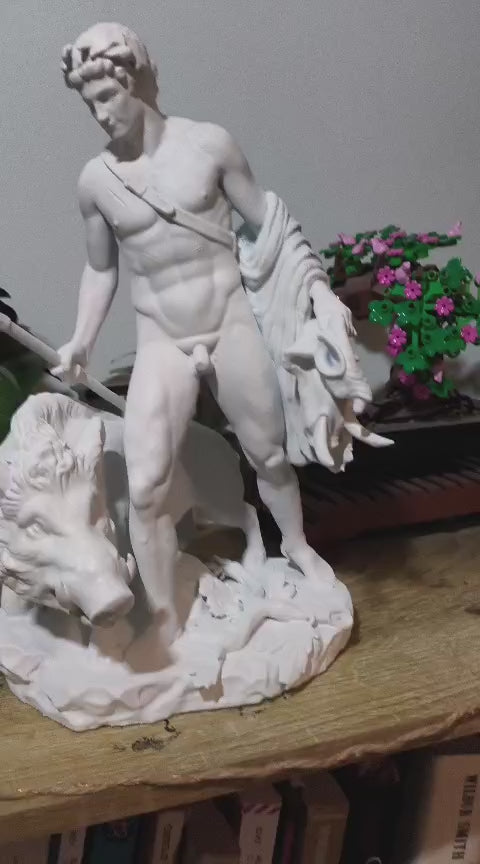 Meleagro e il Cinghiale di Calidone — Scultura Mitologica in Resina
