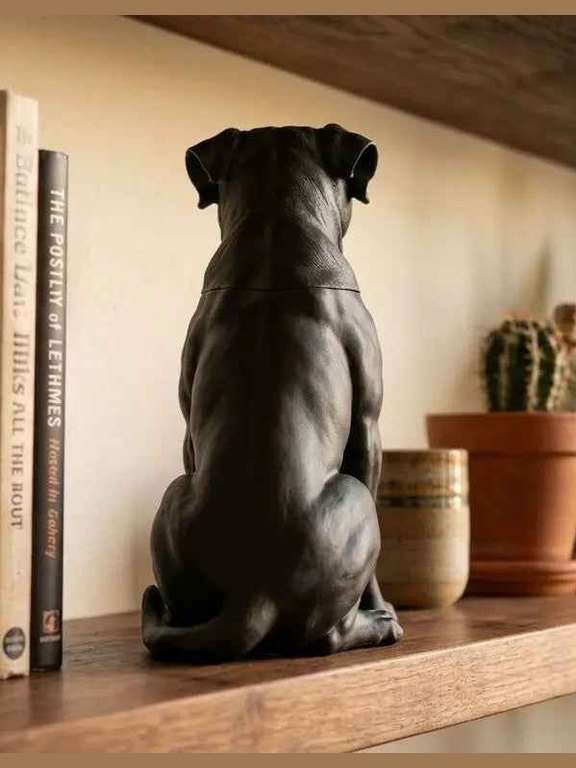 Contenitore Statua Cane Corso Nero, Barattolo Design Moderno con Coperchio a Incastro Quadrato, Scultura Minimalista Mastino, Arredo Casa - Taraflo