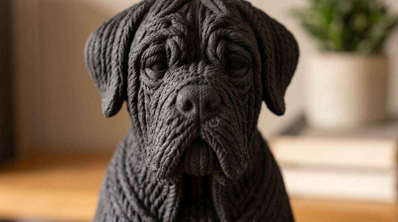 Cane Corso Cucciolo «Cucito a Mano» — Statuetta in Resina Nera Opaca - Taraflo