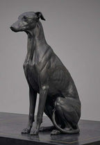 Levriero Seduto — Statua da Collezione in Resina Nera Opaca - Taraflo