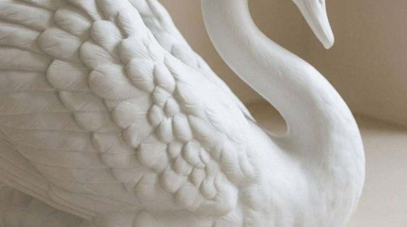 Cigno — Statua in Resina Bianca Opaca - Taraflo
