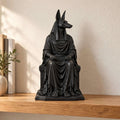 Statua Anubi Nero su Trono in Resina Satinata
