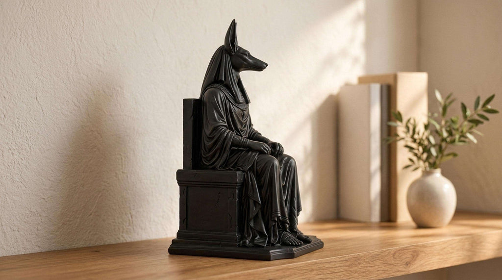 Statua Anubi Nero su Trono in Resina Satinata — immagine 4