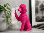 Statua Cane Barboncino Rosa in Resina con Dito Medio — immagine 2