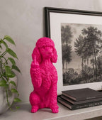 Statua Cane Barboncino Rosa in Resina con Dito Medio — immagine 4