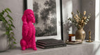 Statua Cane Barboncino Rosa in Resina con Dito Medio — immagine 6