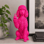 Statua Cane Barboncino Rosa in Resina con Dito Medio — immagine 7