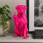 Statua Cane Corso Rosa in Resina con Dito Medio