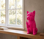 Statua Cane Yorkshire Terrier Rosa in Resina con Dito Medio — immagine 2