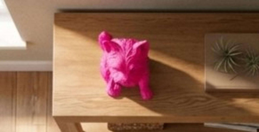 Statua Cane Yorkshire Terrier Rosa in Resina con Dito Medio — immagine 6