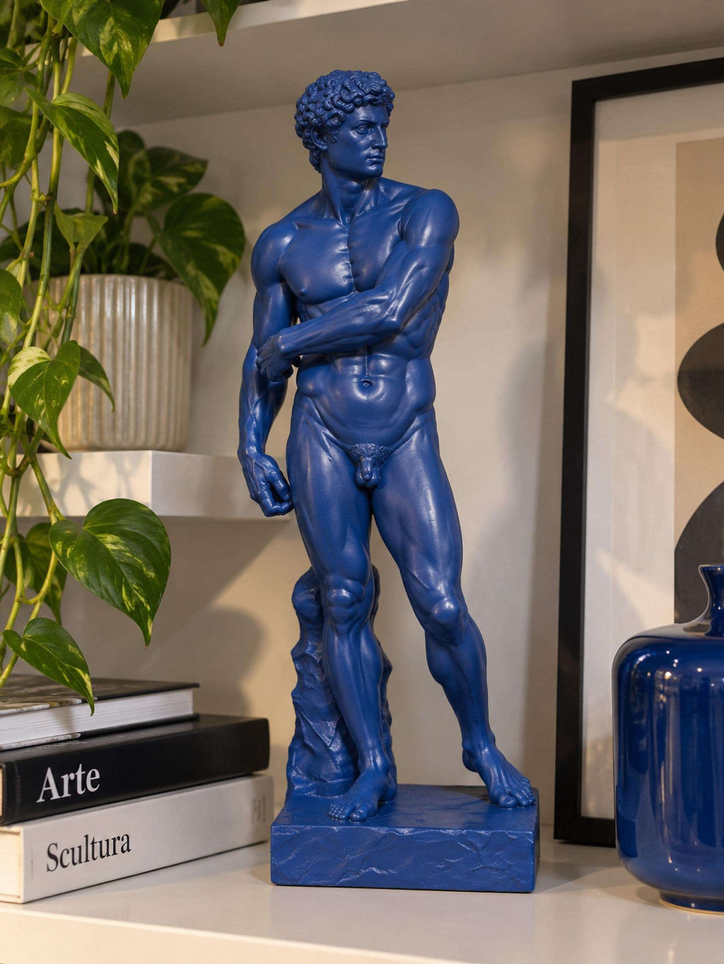 Statua David Blu Zaffiro in Resina, Scultura Maschile