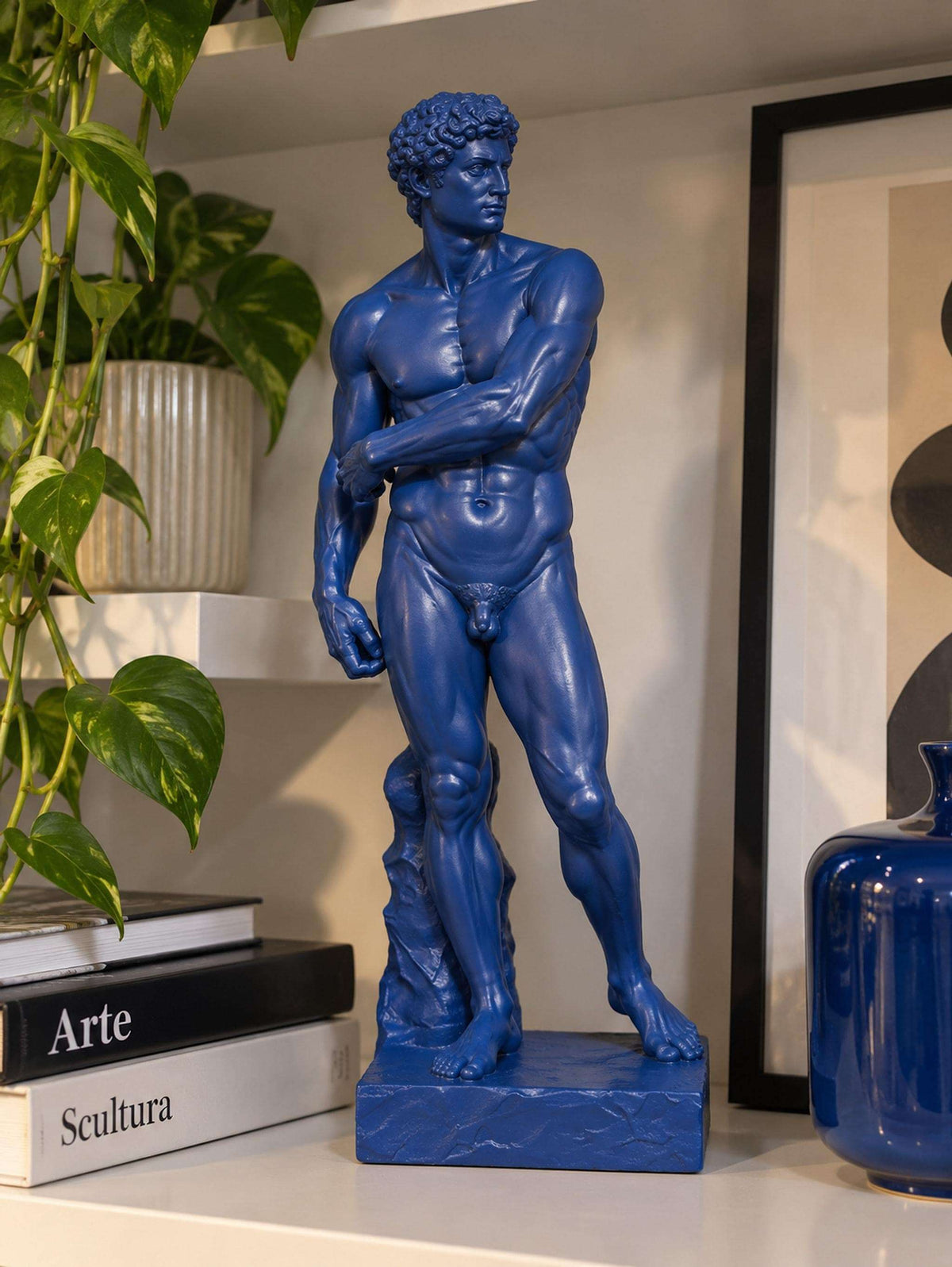 Statua David Blu Zaffiro in Resina, Scultura Maschile