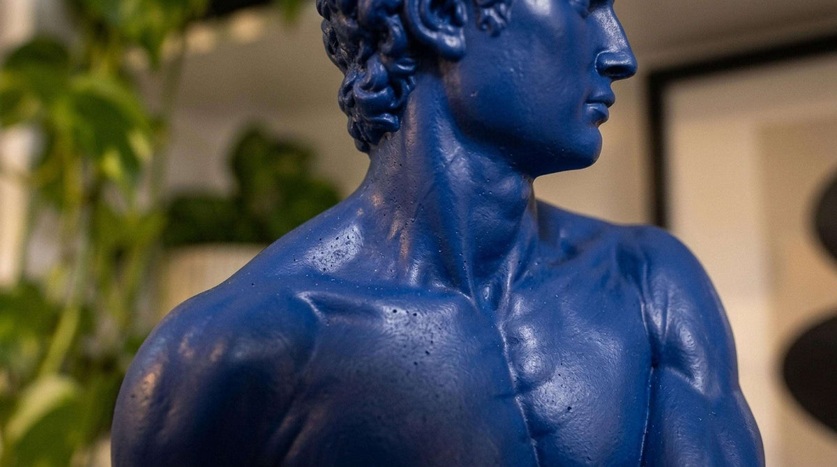 Statua David Blu Zaffiro in Resina, Scultura Maschile — immagine 3