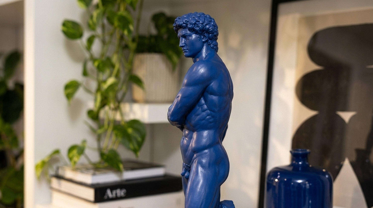Statua David Blu Zaffiro in Resina, Scultura Maschile — immagine 4