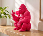 Statua Gorilla Rosa Candy Bubble Boss in Resina Pop Art — immagine 2