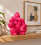 Statua Gorilla Rosa Candy Bubble Boss in Resina Pop Art — immagine 5