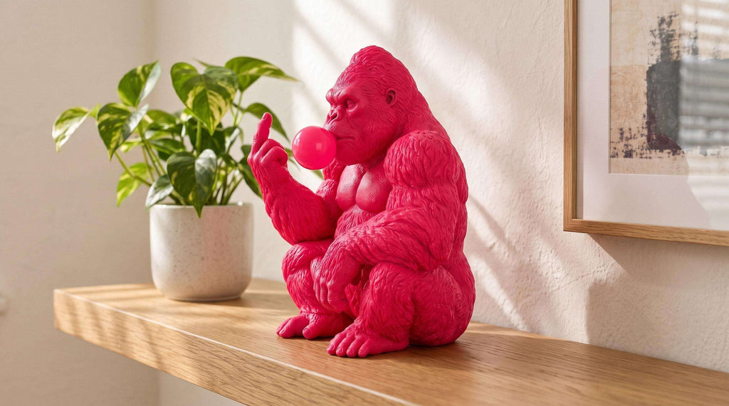 Statua Gorilla Rosa Candy Bubble Boss in Resina Pop Art — immagine 6