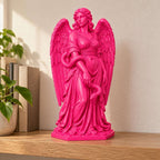 Statua Lilith Rosa Candy in Resina con Ali e Serpente