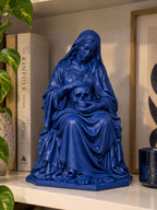 Statua Memento Mori Blu Zaffiro, Donna Velata con Teschio