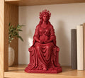 Statua Persefone Rossa in Resina con Melograno e Trono